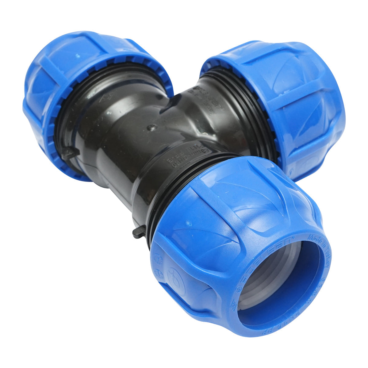 Quadrato a T di compressione uguale D63x63x63mm PN16 PEHD.