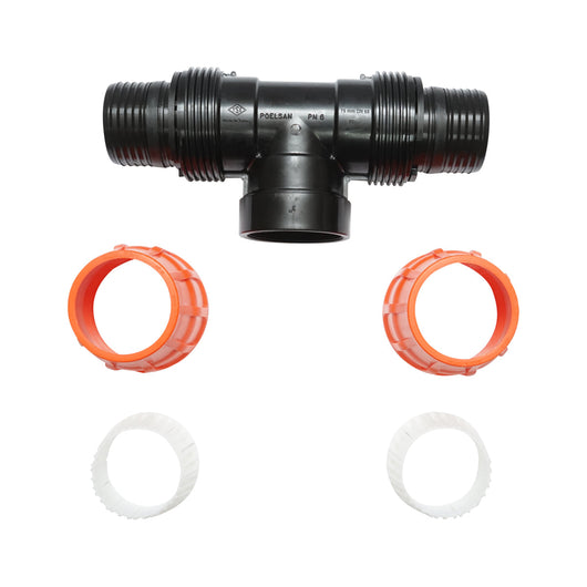 Quadrato a T Layflat con olandese D75x75mm con filettatura interna, PN6 Poelsan