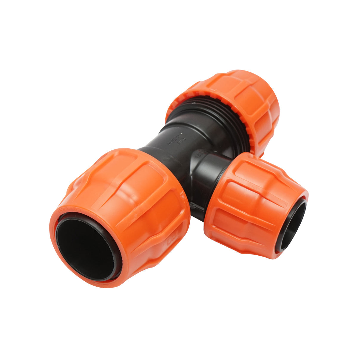 Quadrato a T Layflat con riduzione e olandese D75x50x75mm con filettatura interna, PN6 Poelsan