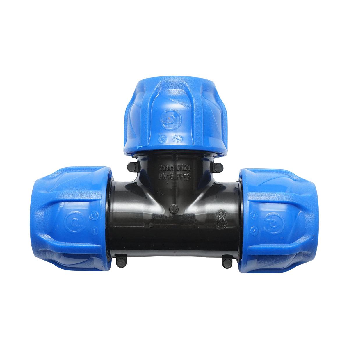 Raccordo a Compressione a T PN16-25X25X25mm per sistemi irrigazione Raccordo/Manicotto/Connettore a T per tubo irigazione