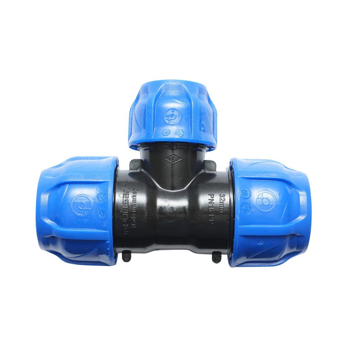 Raccordo a Compressione a T PN16-32X25X32mm per sistemi irrigazione Raccordo/Manicotto/Connettore a T per tubo irigazione