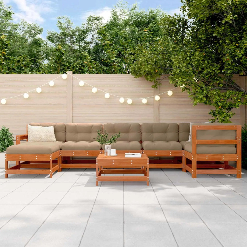 Set Lounge da Giardino 8 pcs Marrone Cera