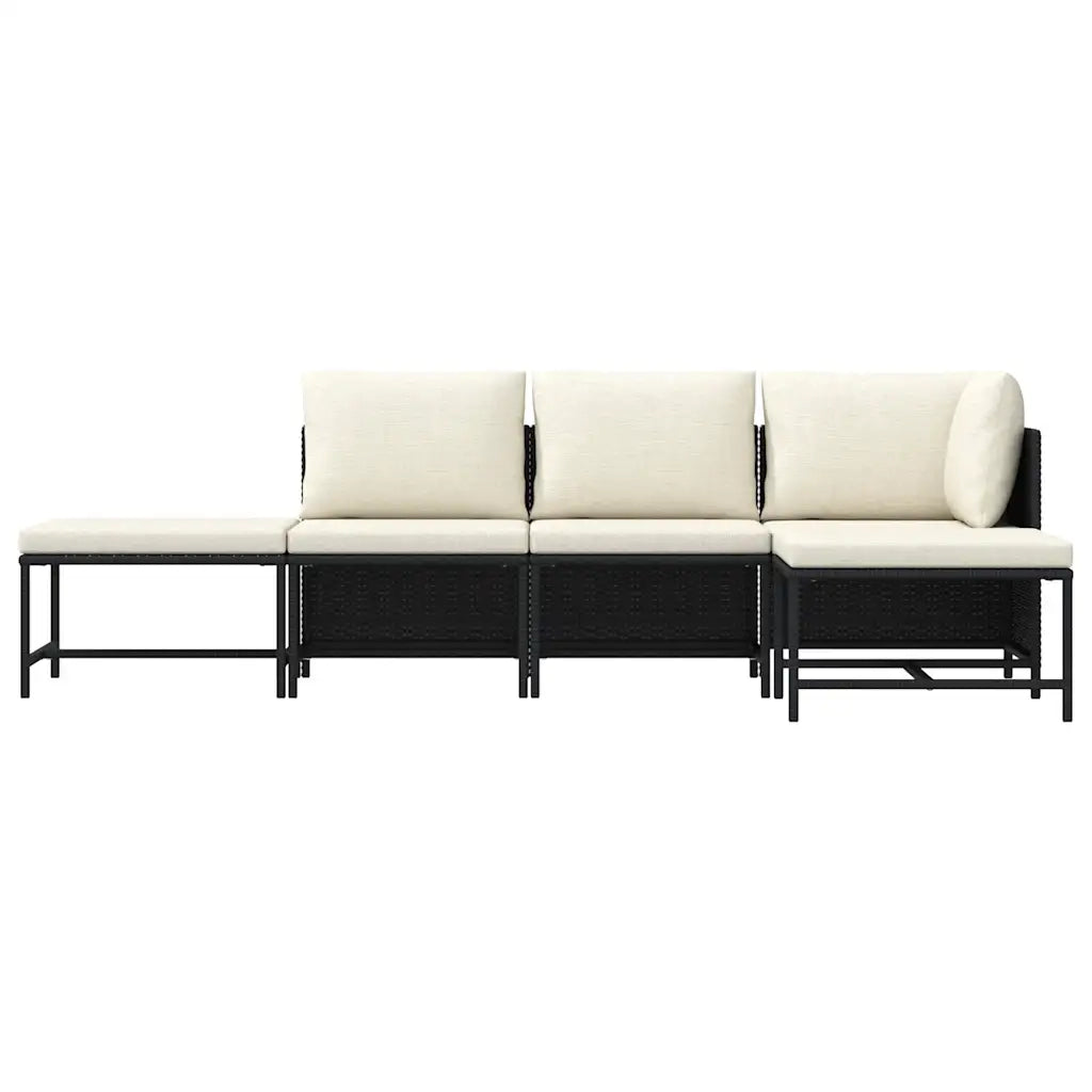 Set Divani da Giardino 5 pz con Cuscini in Polyrattan Nero 313517
