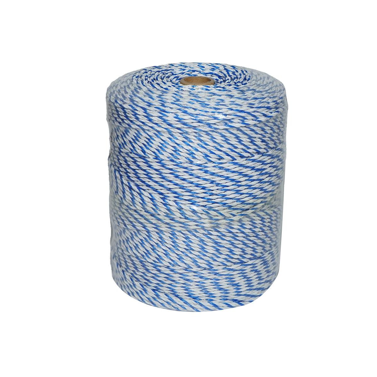 Rotolo di filo bianco-blu per recinto elettrico da 3 mm 3x0,2 mm SS, 7,8 Ohm / m, recinto elettrico Breckner da 500 m