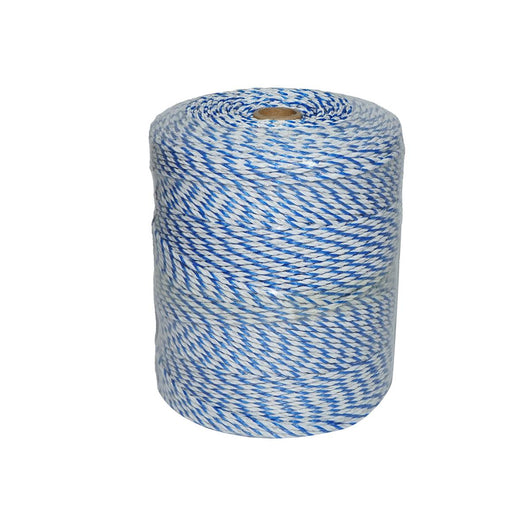 Rotolo di filo bianco-blu per recinto elettrico da 3 mm 3x0,2 mm SS, 7,8 Ohm / m, recinto elettrico Breckner da 500 m