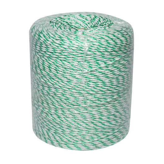 Rotolo di filo bianco-verde, diametro 2.5 mm, 4x0.2 mm SS, 500 m per recinzione elettrica, resistenza 7 Ohm, Bourget