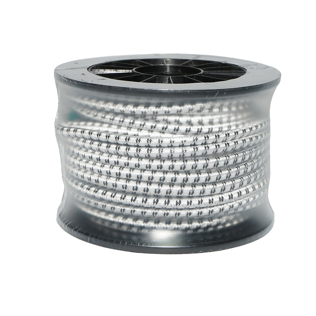 Rotolo di filo elastico nero e bianco fi 7mm, 3x0.3mm acciaio inox SS, 4.5 Ohm/m recinzione elettrica 25m Breckner Germany