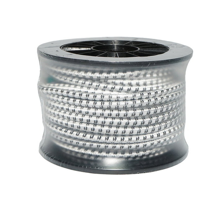 Rotolo di filo elastico nero e bianco fi 7mm, 3x0.3mm acciaio inox SS, 4.5 Ohm/m recinzione elettrica 25m Breckner Germany