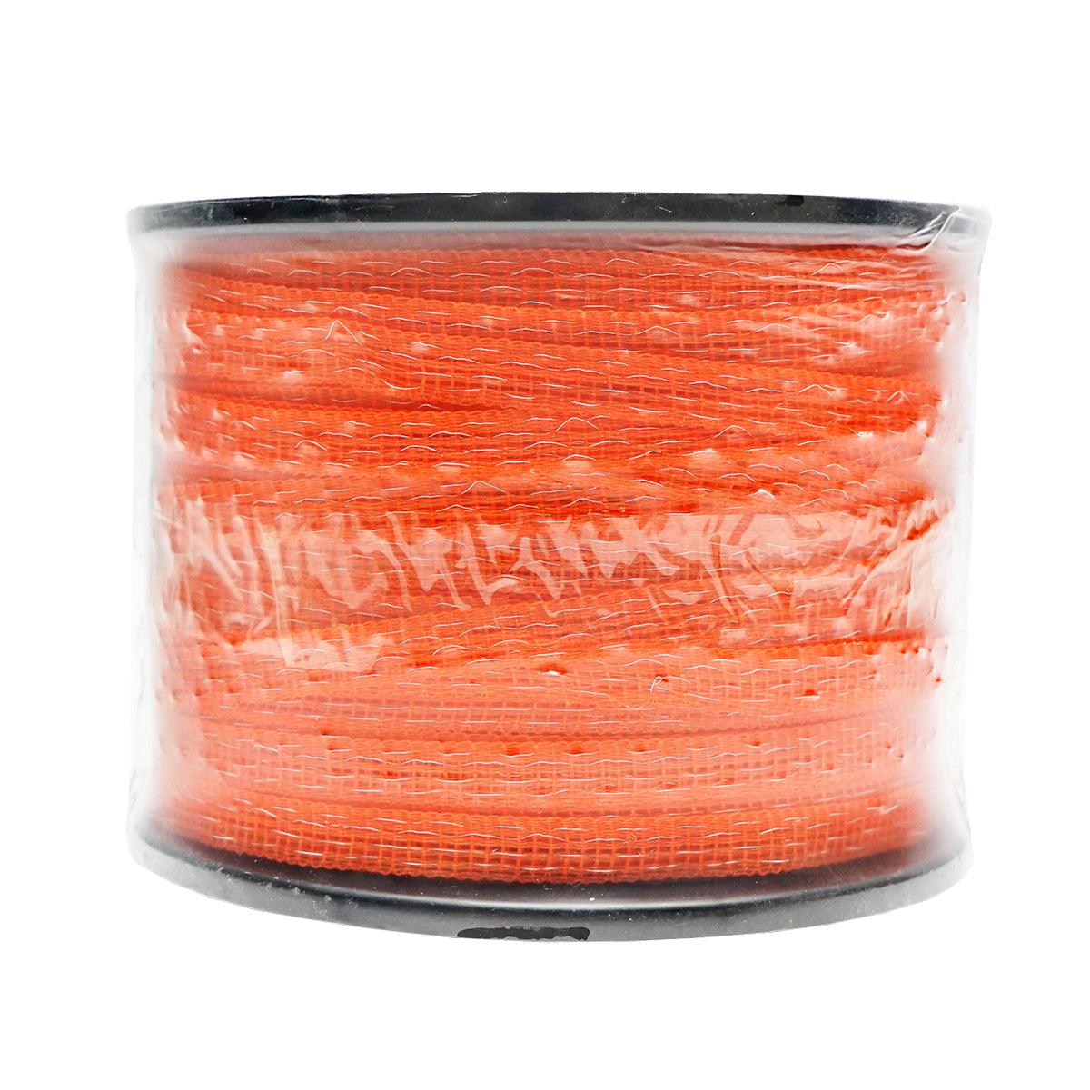 Rotolo di nastro arancione 10mm inserto metallico 4x0.15mm SS, resistenza 12 Ohm / m, recinto elettrico Breckner 200m