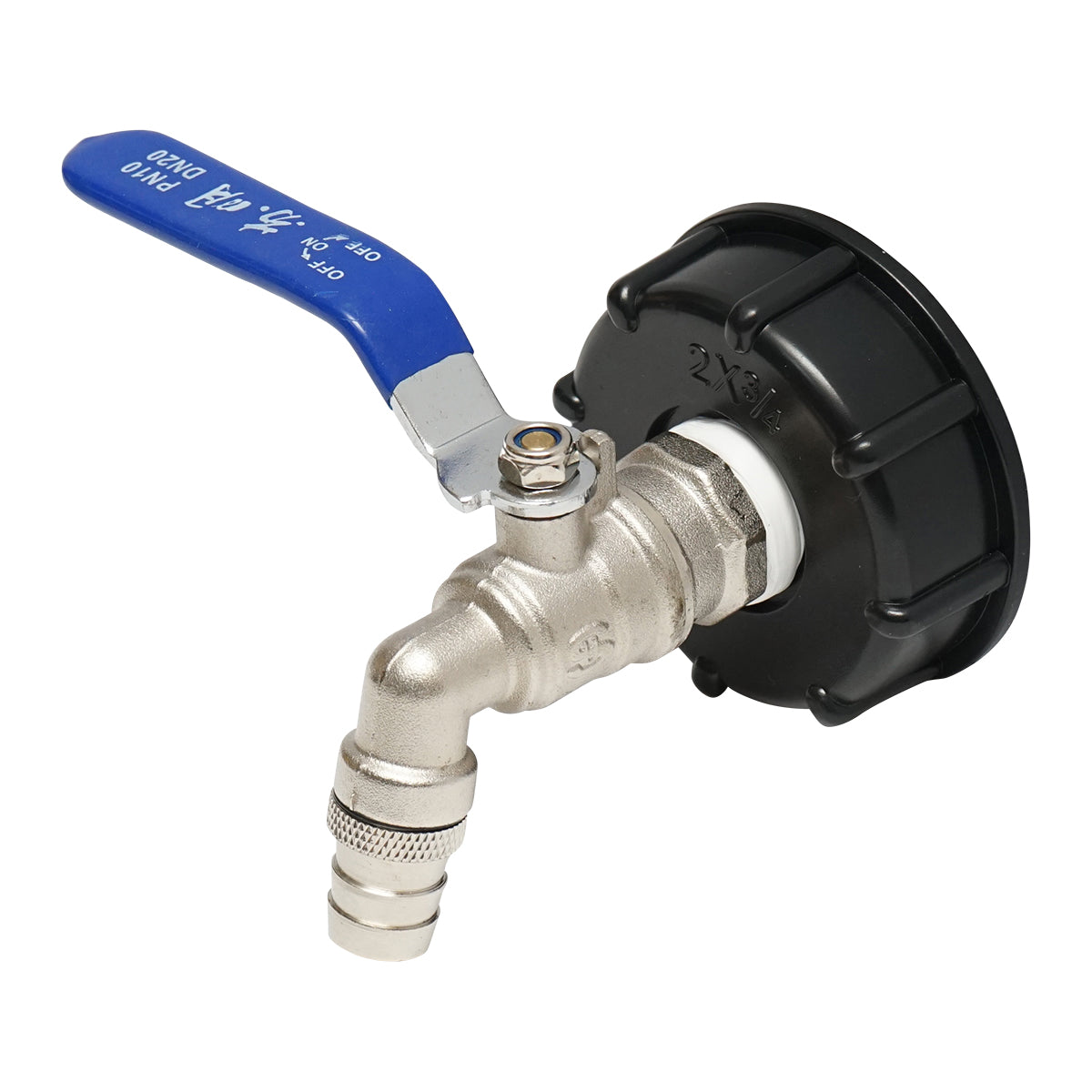 Rubinetto di scarico 3/4 in ottone per serbatoio IBC con filettatura interna da 60 mm, Autospeed