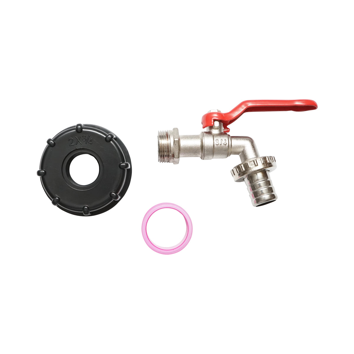 Rubinetto IBC in zinco, adattatore da 2, filetto esterno S60x6, ugello da 0,75, metallo/plastica.