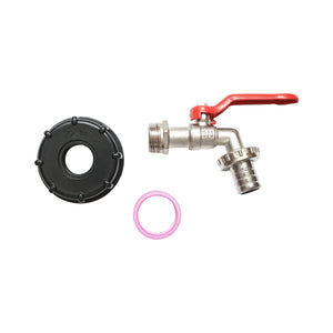 Rubinetto IBC in zinco, adattatore da 2, filetto esterno S60x6, ugello da 0,75, metallo/plastica.