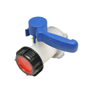 Rubinetto per serbatoio IBC S60x6, DN50 diametro filettatura 75 mm, guarnizione EPDM.