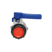 Rubinetto per serbatoio IBC S60x6, DN50 diametro filettatura 75 mm, guarnizione EPDM.