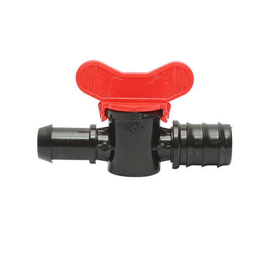 Rubinetto per tubo di gocciolamento D20x25mm per sistemi di irrigazione.