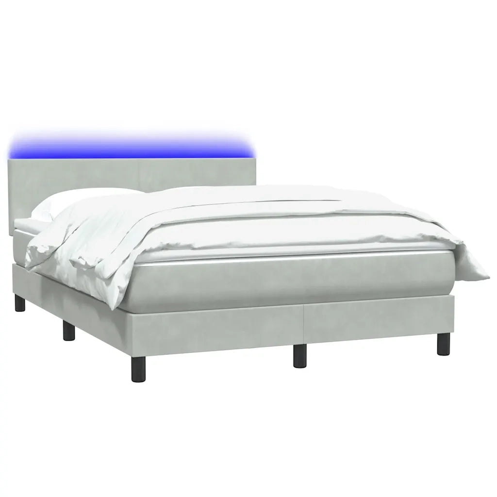 Letto a Molle con Materasso e LED Grigio Chiaro 160x220cm Velluto 3316743