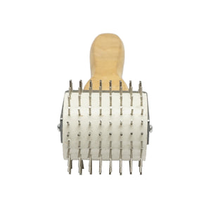 Rullo in acciaio inox senza cappuccio con manico in legno