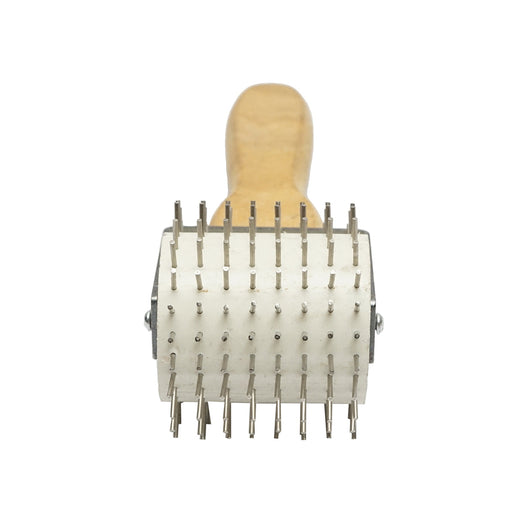 Rullo in acciaio inox senza cappuccio con manico in legno