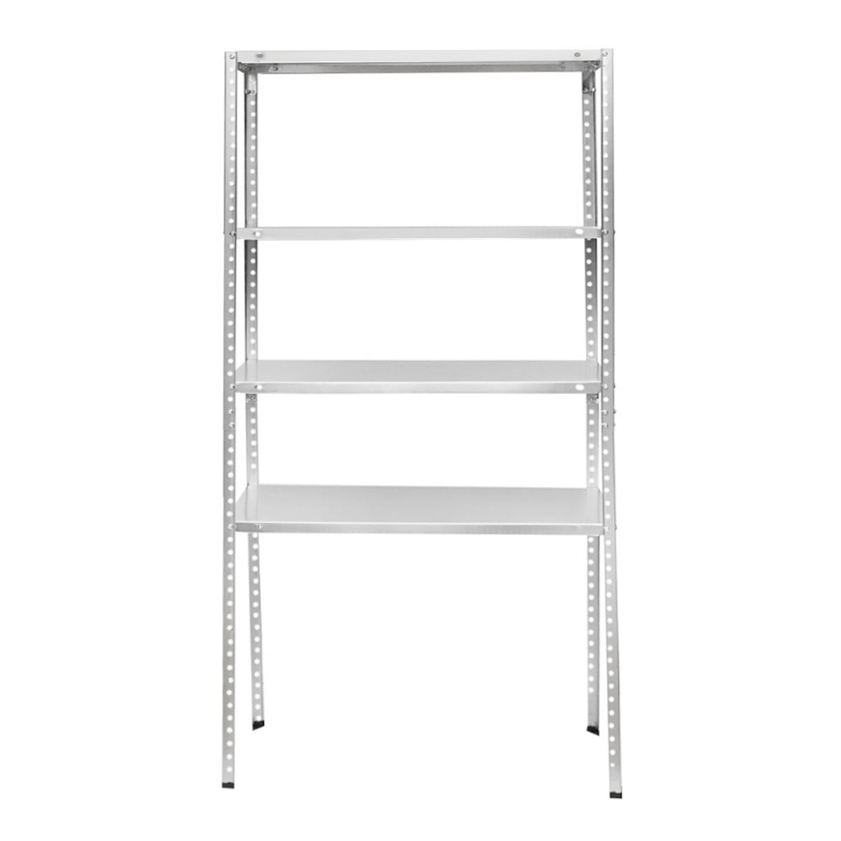 Scaffale in metallo con 4 ripiani, 147x75x30 cm, 45 kg/ripiano, montaggio con viti, zincato