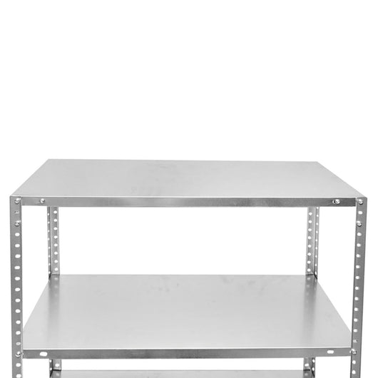 Scaffale in metallo con 4 ripiani, 147x75x30 cm, 45 kg/ripiano, montaggio con viti, zincato