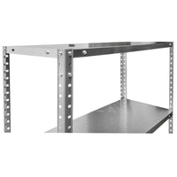 Scaffale in metallo con 4 ripiani, 147x75x30 cm, 45 kg/ripiano, montaggio con viti, zincato