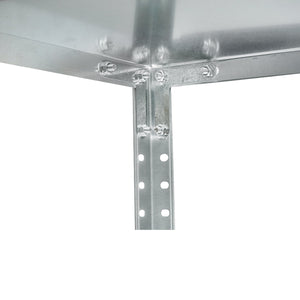 Scaffale in metallo con 4 ripiani, 147x75x30 cm, 45 kg/ripiano, montaggio con viti, zincato