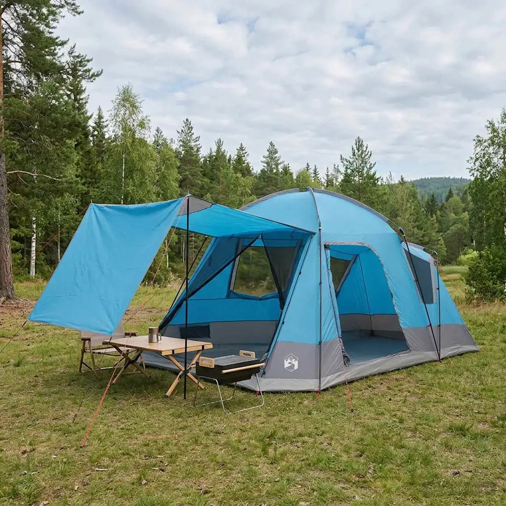 Tenda Capanna con tetto Blu 8 persone Poliestere e Acciaio 42028576