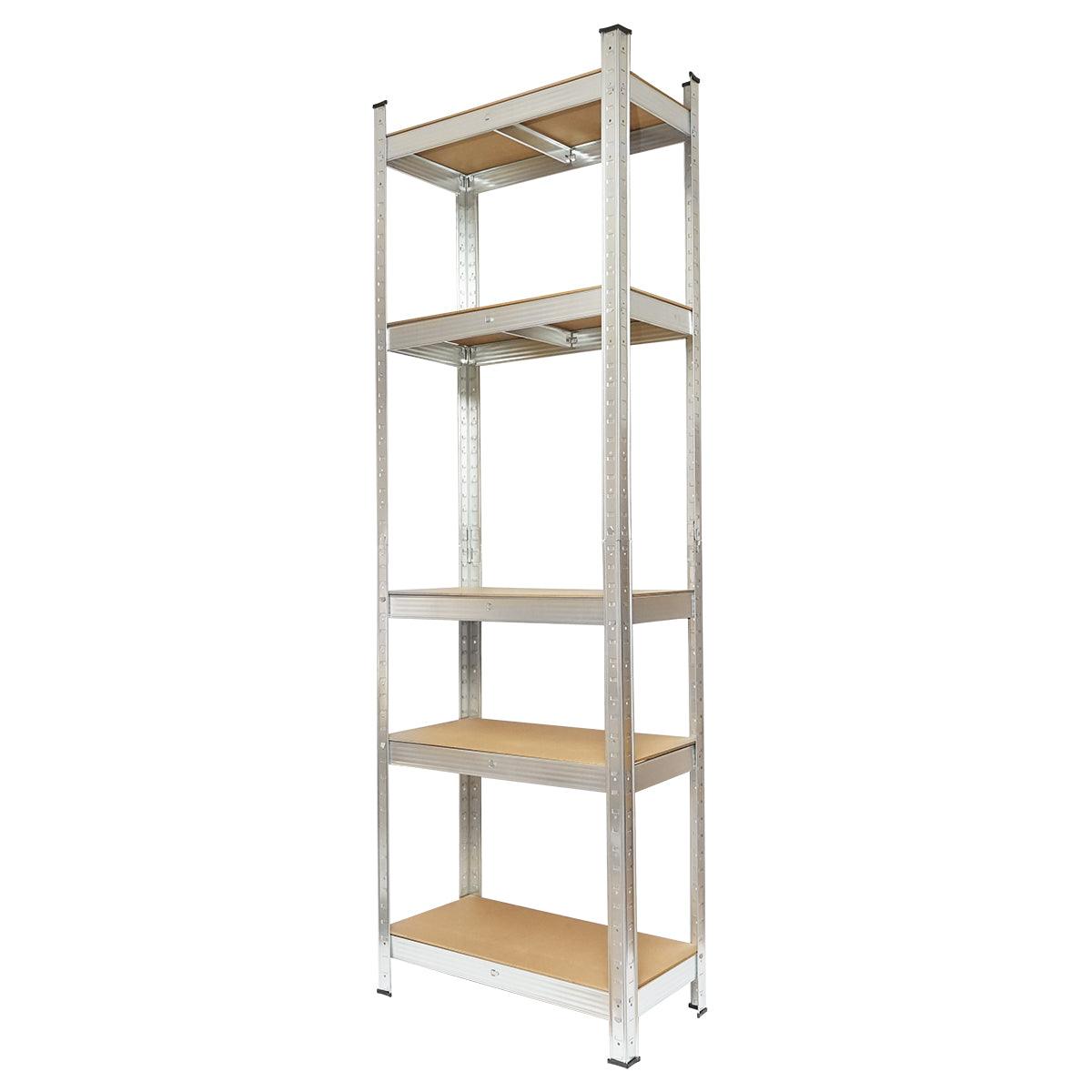 Scaffale Metallico con 5 Ripiani in MDF, 170x80x30 cm, Montaggio Senza Viti