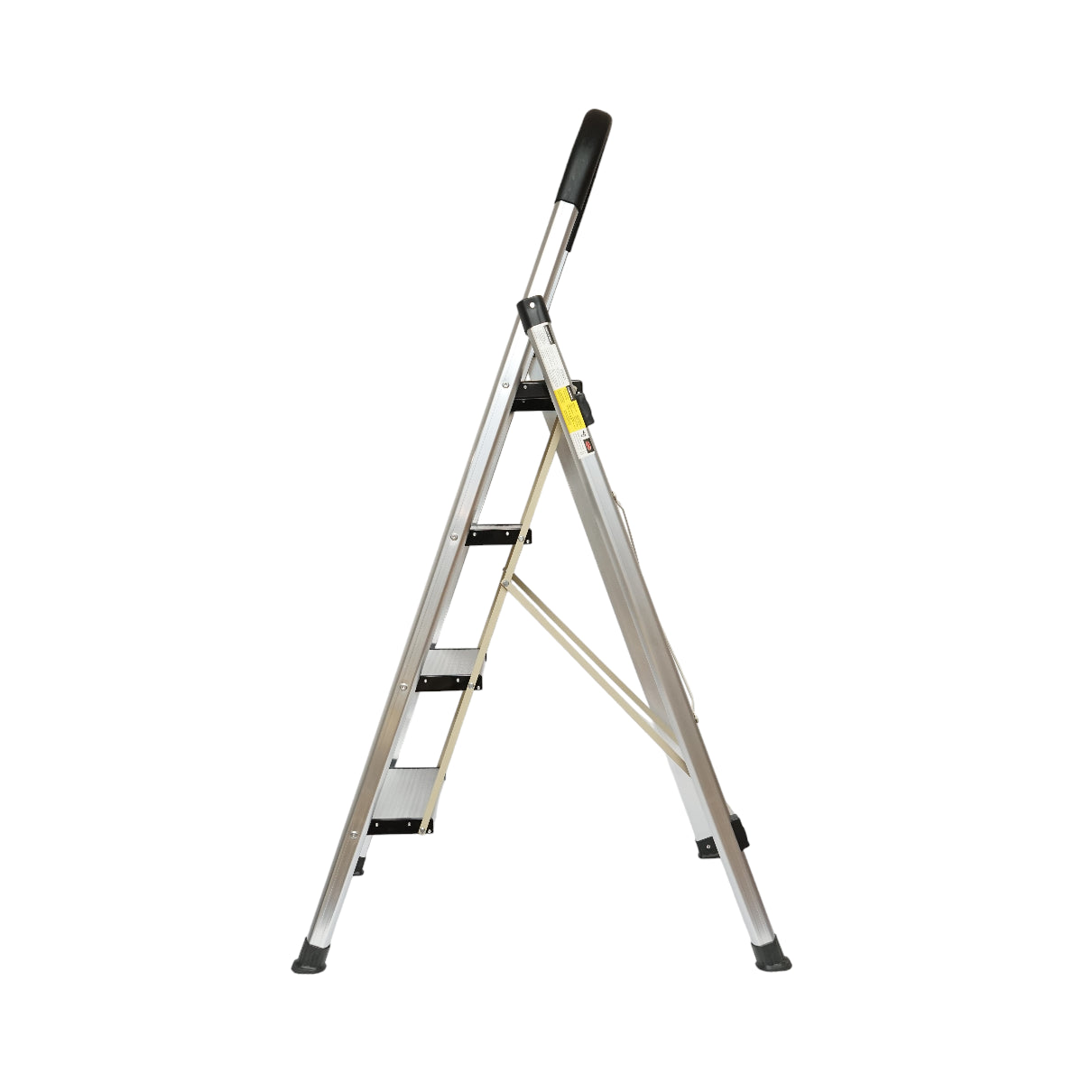 Scala pieghevole in alluminio, 4 gradini antiscivolo, altezza 143cm, capacità massima 150Kg, Crownman