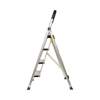 Scala pieghevole in alluminio, 4 gradini antiscivolo, altezza 143cm, capacità massima 150Kg, Crownman