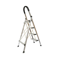 Scala pieghevole in alluminio, 4 gradini antiscivolo, altezza 143cm, capacità massima 150Kg, Crownman