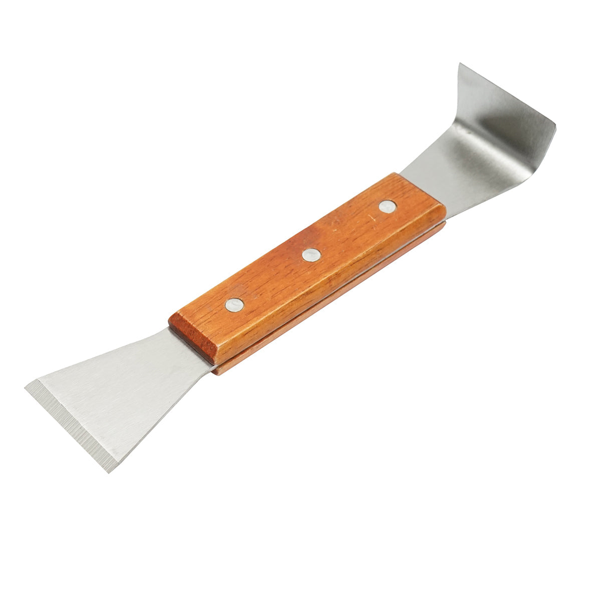 Scalpello per apicoltura in acciaio inox tipo L con manico in legno 200x45mm