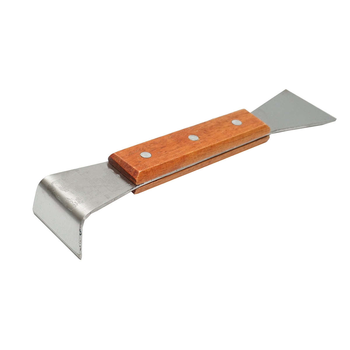 Scalpello per apicoltura in acciaio inox tipo L con manico in legno 200x45mm