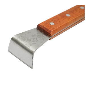 Scalpello per apicoltura in acciaio inox tipo L con manico in legno 200x45mm