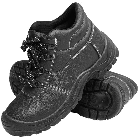 Scarpe di protezione taglia 46 con suola in acciaio e inserto in talpa di metallo.