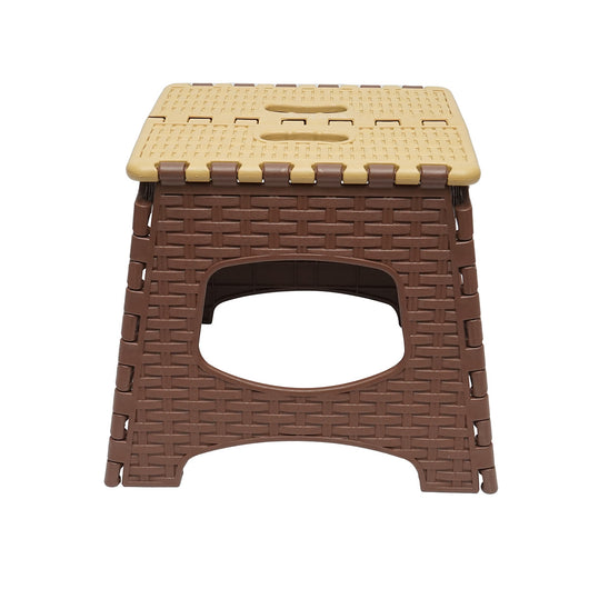 Sedia pieghevole in plastica color crema-marrone, dimensioni 286x325x270mm