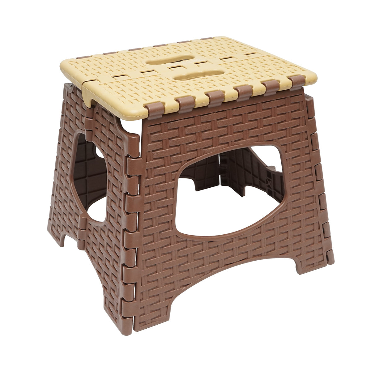 Sedia pieghevole in plastica color crema-marrone, dimensioni 286x325x270mm