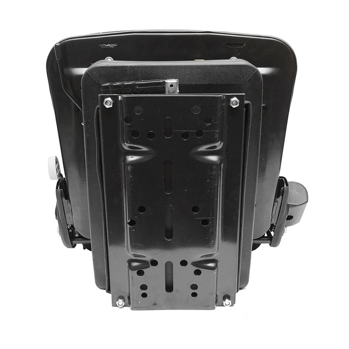 Sedile nero per trattore, regolabile con braccioli, poggiatesta, cintura di sicurezza e sospensione meccanica, larghezza seduta 455 mm