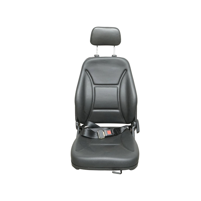 Sedile universale con cintura di sicurezza e poggiatesta per macchine agricole o industriali, carrelli elevatori.