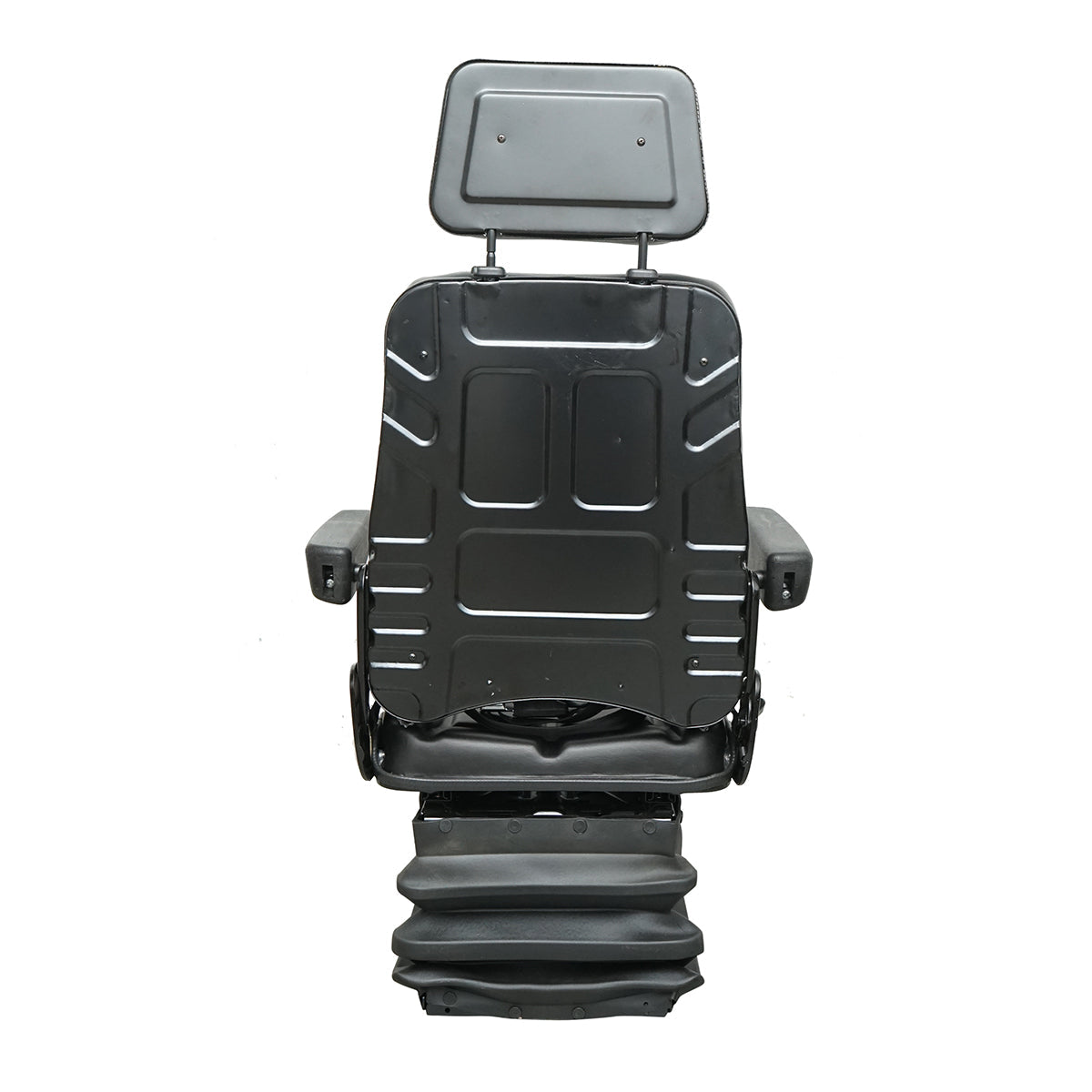 Sedile universale con cintura di sicurezza, poggiatesta e braccioli per macchine agricole o industriali