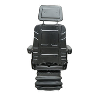 Sedile universale con cintura di sicurezza, poggiatesta e braccioli per macchine agricole o industriali