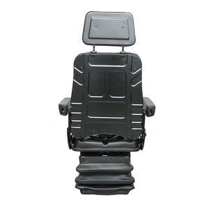 Sedile universale con cintura di sicurezza, poggiatesta e braccioli per macchine agricole o industriali