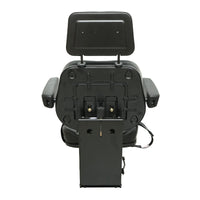 Sedile universale con cintura di sicurezza, poggiatesta e braccioli per macchine agricole o industriali, carrelli elevatori