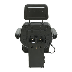 Sedile universale con cintura di sicurezza, poggiatesta e braccioli per macchine agricole o industriali, carrelli elevatori