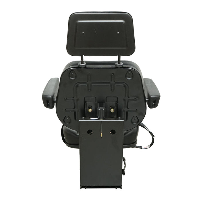 Sedile universale con cintura di sicurezza, poggiatesta e braccioli per macchine agricole o industriali, carrelli elevatori