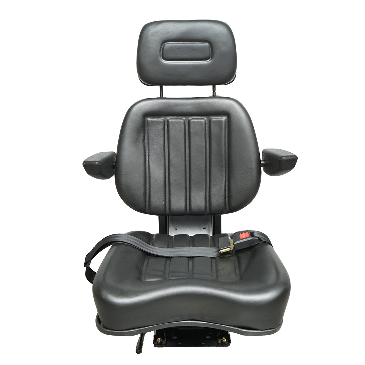 Sedile universale con cintura di sicurezza, poggiatesta e braccioli per macchine agricole o industriali, carrelli elevatori