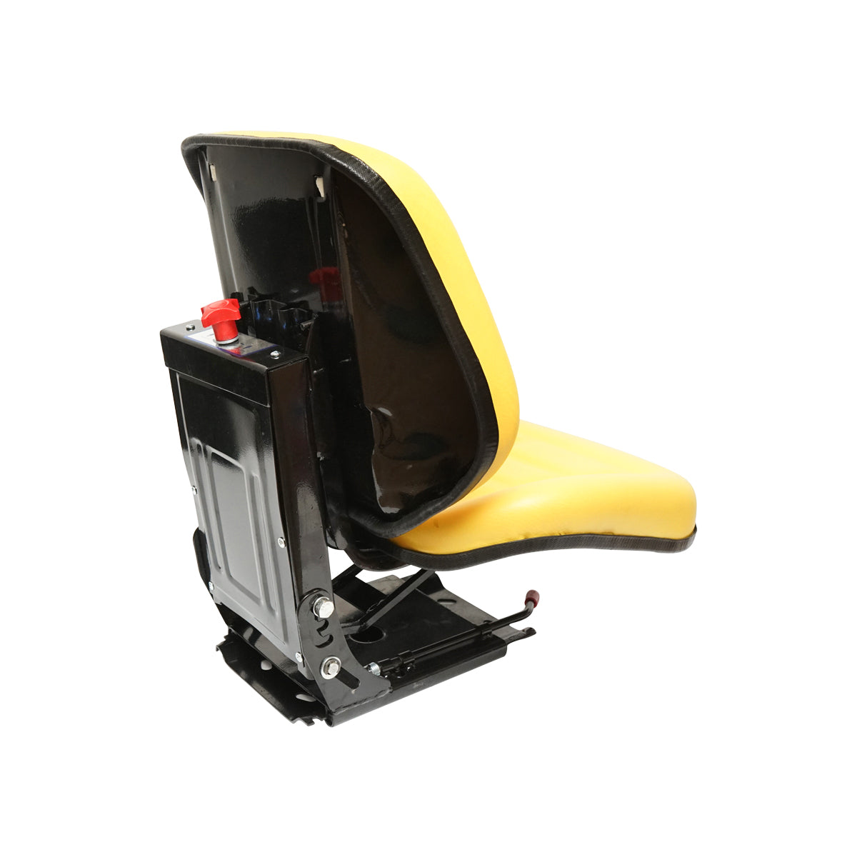 Sedile universale giallo con tripla regolazione e ammortizzatore per trattore U-445