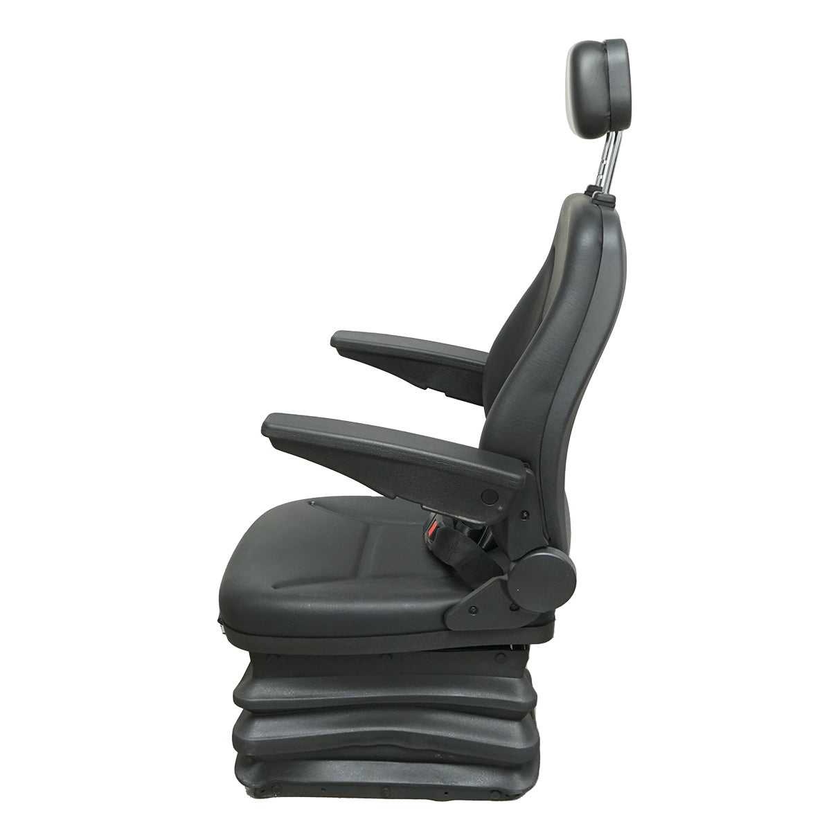 Sedile universale regolabile in altezza e peso 40-120 kg, con braccioli e schienale ribaltabile 50-90° per trattore, macchine agricole, industriali e carrelli elevatori