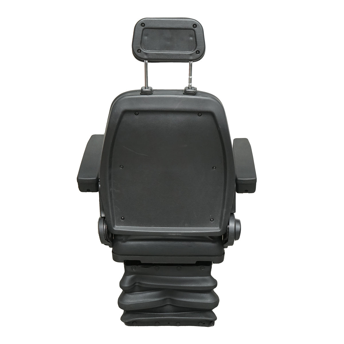 Sedile universale regolabile in altezza e peso 40-120 kg, con braccioli e schienale ribaltabile 50-90° per trattore, macchine agricole, industriali e carrelli elevatori