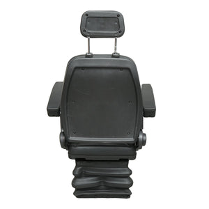 Sedile universale regolabile in altezza e peso 40-120 kg, con braccioli e schienale ribaltabile 50-90° per trattore, macchine agricole, industriali e carrelli elevatori